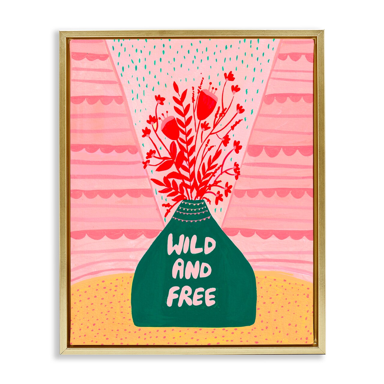 Stupell Industries Midcentury Wild And Free Floating Frame, design by Nabeela Rumi